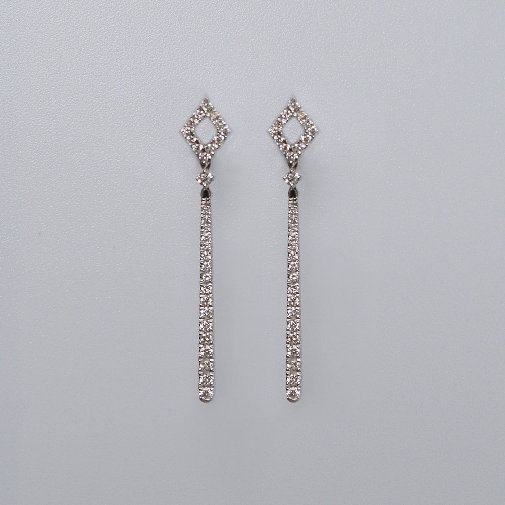 Elegant Full Diamond Bar Drop Earrings