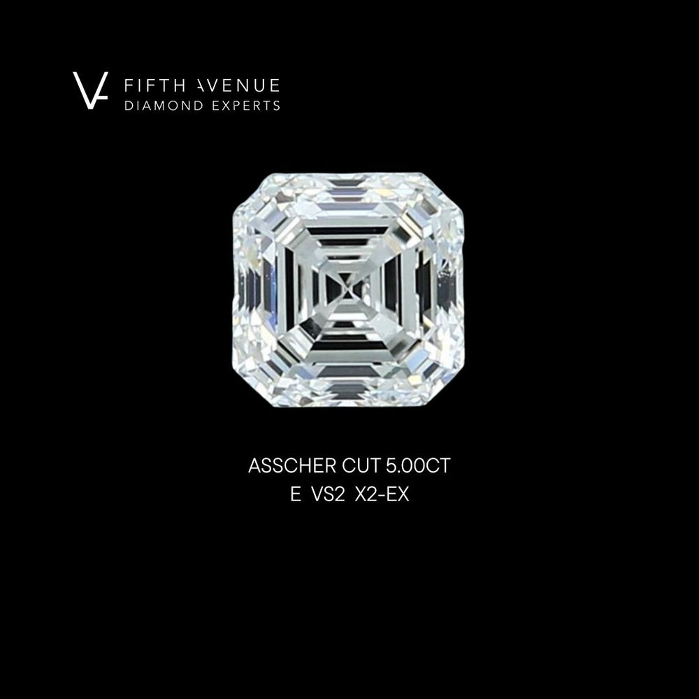 Asscher cut diamond - 5.00ct loose Diamond