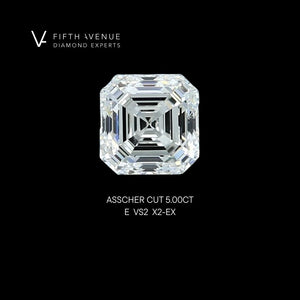Asscher cut diamond - 5.00ct loose Diamond