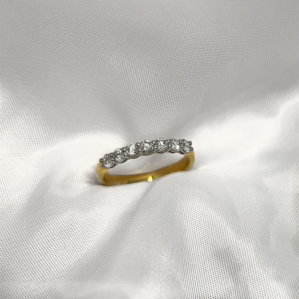 18ct Yellow Gold & Platinum 1.64ct 7 Stone Diamond Daisy Ring