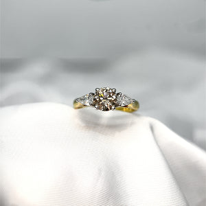 Argyle Champagne and Pear Shape Three Stone Diamond Ring