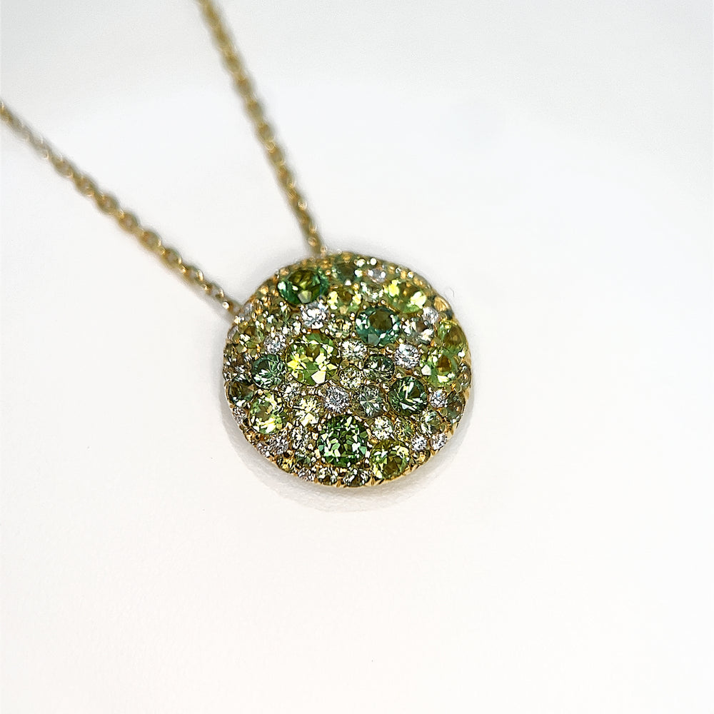 Diamond, Tourmaline, Peridot and Green Sapphire Pendant