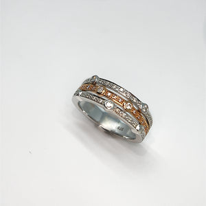 Triple Row Argyle Pink & White Diamond Dress Ring