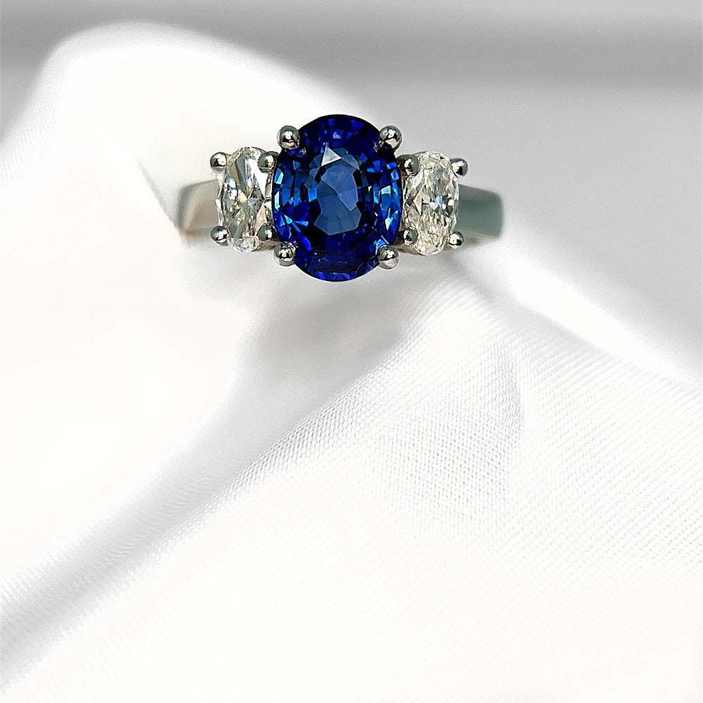 Oval Sapphire and Diamond Three Stone