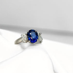 Oval Sapphire and Diamond Three Stone