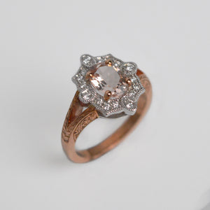 Morganite & Diamond Vintage Inspired Ring