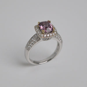 Pink Spinel & Diamond Halo Ring