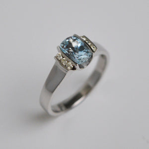 
            
                Load image into Gallery viewer, Aquamarine &amp;amp; Diamond Dress Ring
            
        