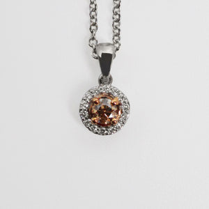 
            
                Load image into Gallery viewer, Champagne Diamond Halo Pendant
            
        