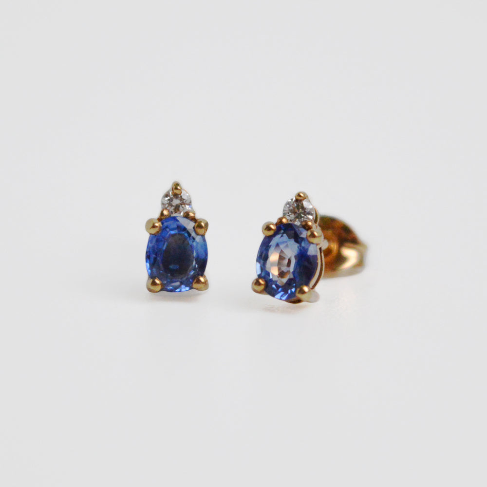 Oval Sapphire & Diamond Stud Earrings