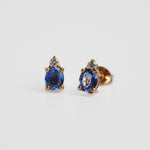 Oval Sapphire & Diamond Stud Earrings