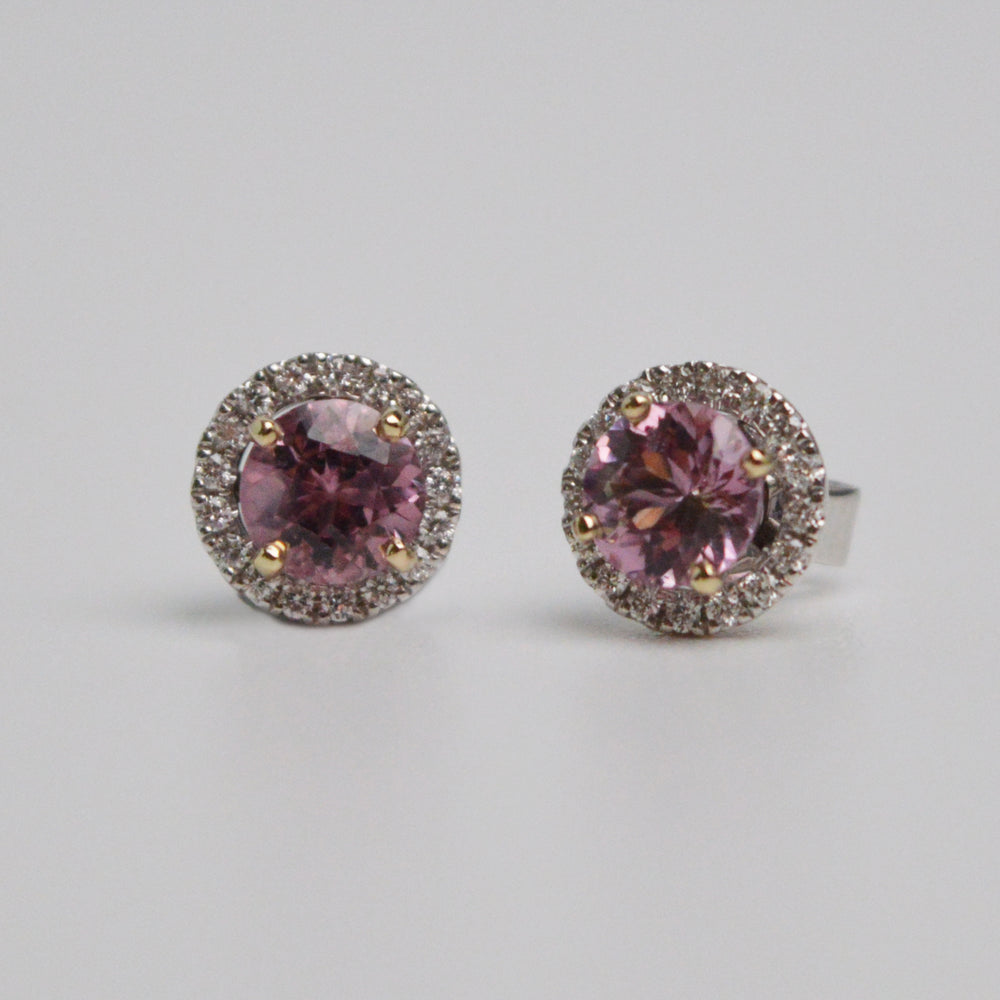 Malaya Garnet & Diamond Stud Earrings