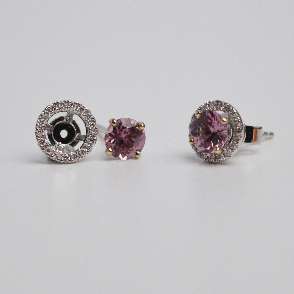 Malaya Garnet & Diamond Stud Earrings