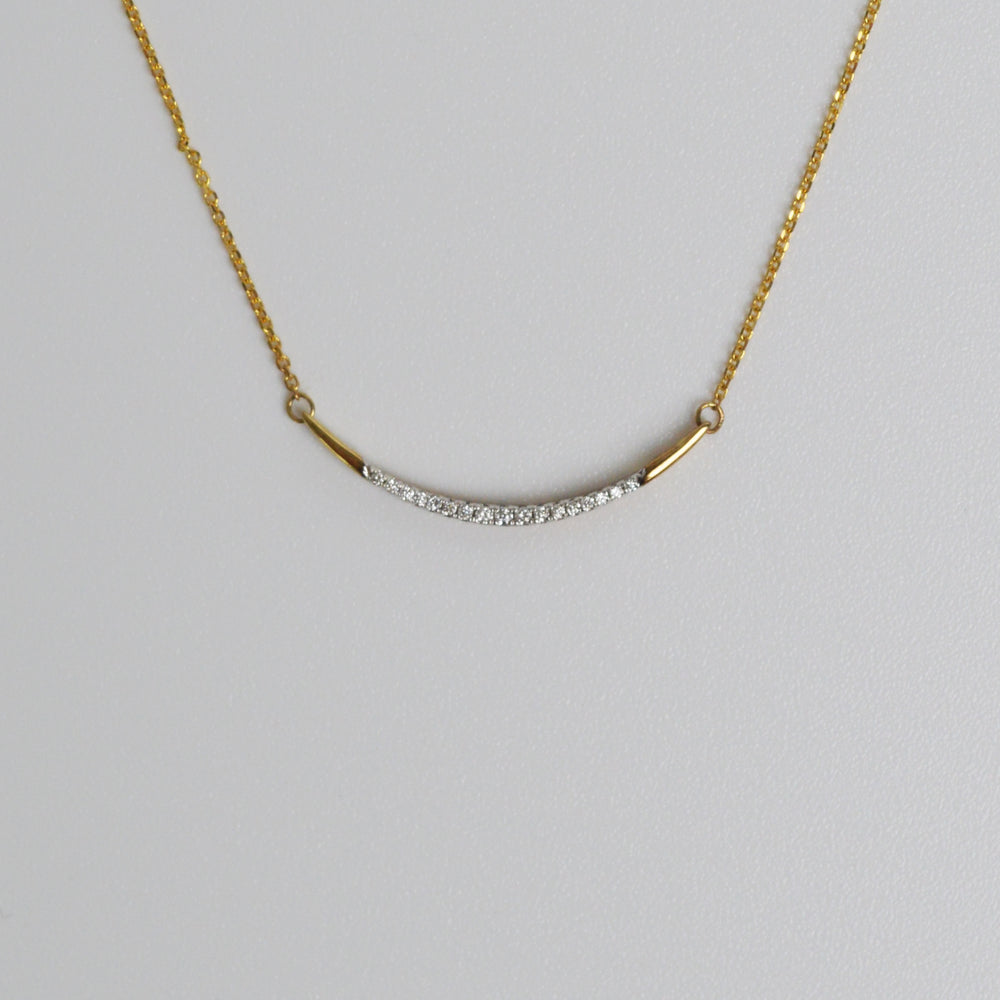 
            
                Load image into Gallery viewer, Curved Diamond Bar Necklace
            
        