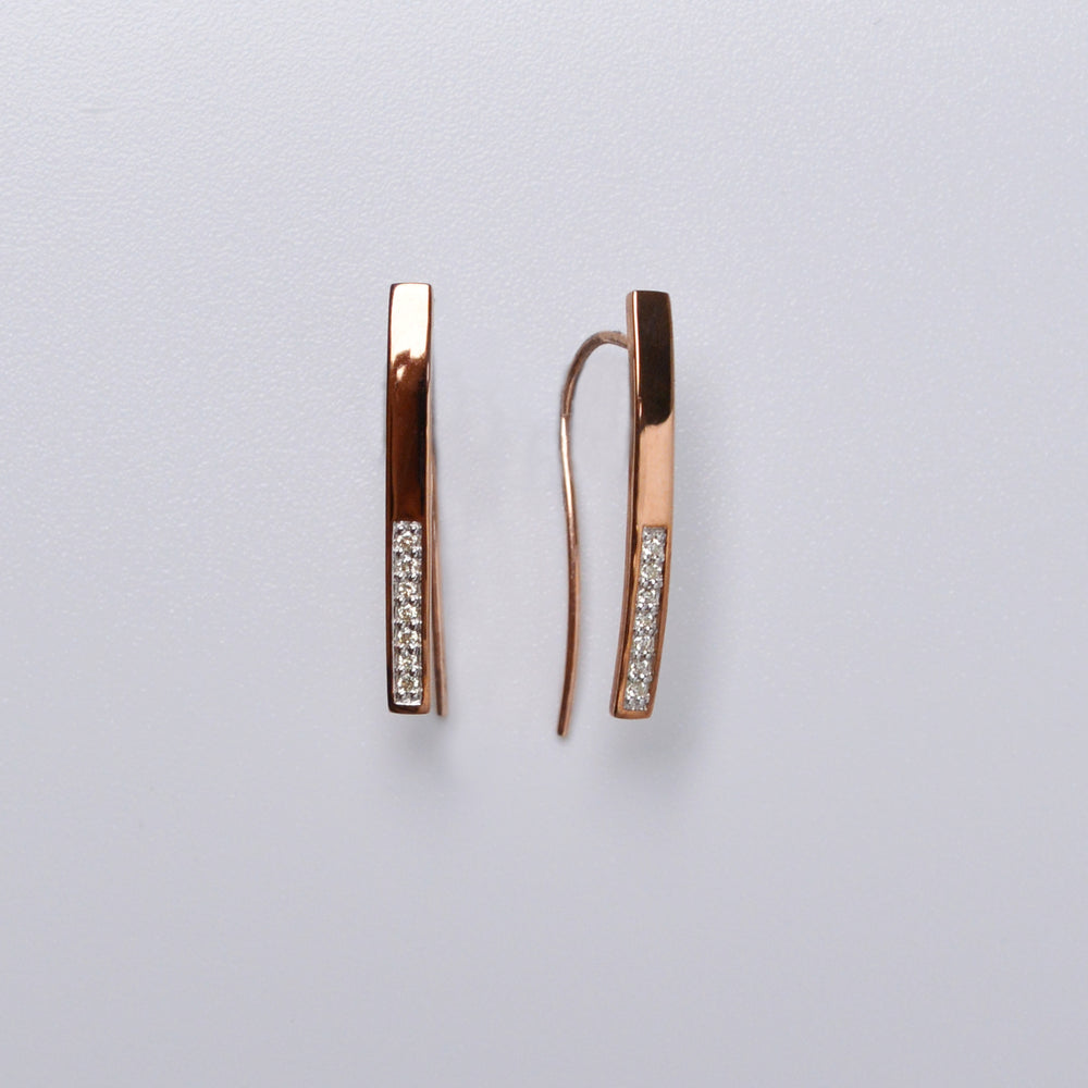Bar Drop Diamond Earrings in 9ct Rose Gold
