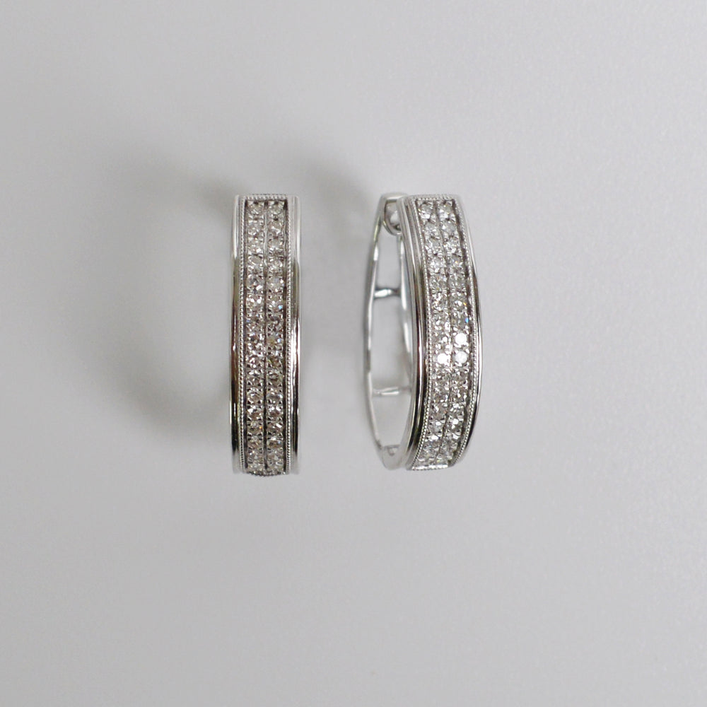 9ct White Gold Diamond Hoop Earrings