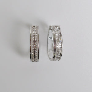 
            
                Load image into Gallery viewer, 9ct White Gold Diamond Hoop Earrings
            
        