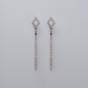 Elegant Full Diamond Bar Drop Earrings