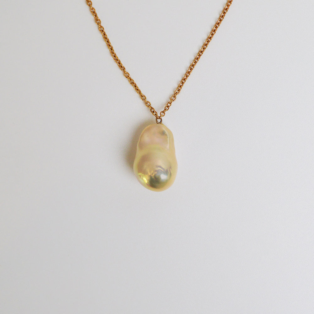 Golden Pink Baroque Fresh Water Pearl Pendant