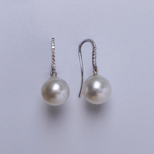 South Sea Pearl & Diamond Drop Earrings