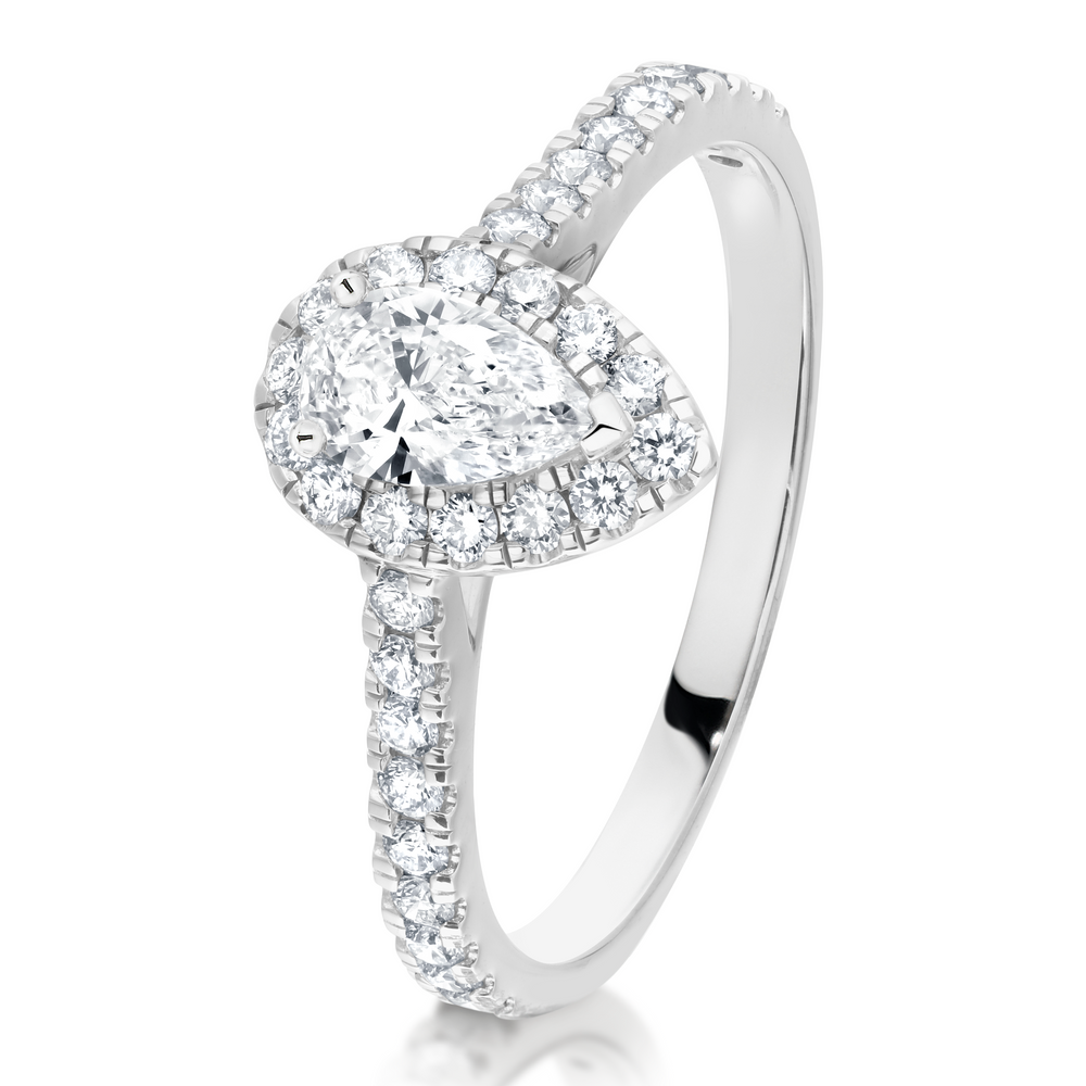 Pear Shaped Diamond Halo Ring