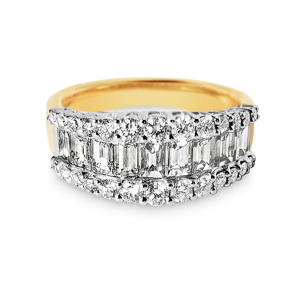 1.75 Carat Baguette and Round Diamond Dress Ring in 18ct Gold