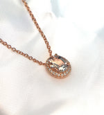 Morganite and Diamond Halo Pendant