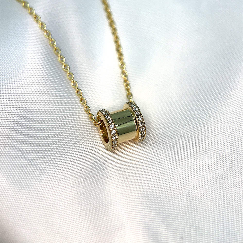 Yellow Gold Diamond 'Brooklyn' Barrel pendant