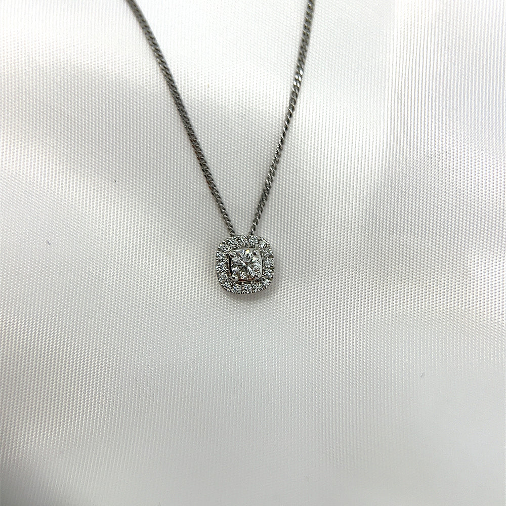 Cushion Shaped Diamond Halo Pendant