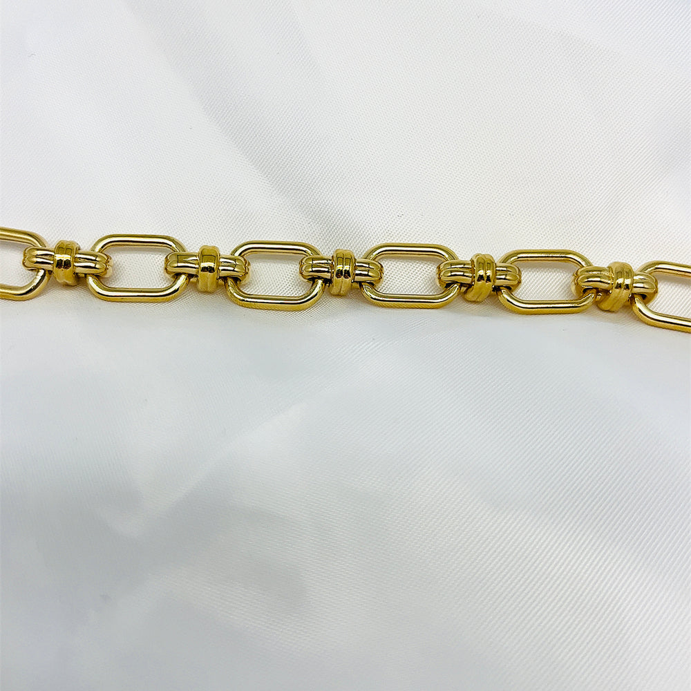 Yellow Gold Oval and Cross Bracelet