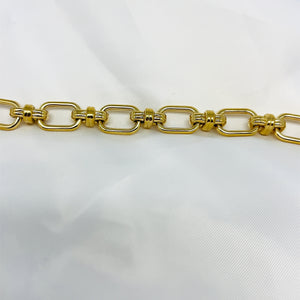 Yellow Gold Oval and Cross Bracelet