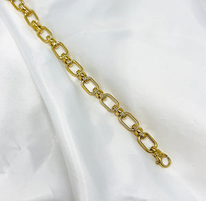 Yellow Gold Oval and Cross Bracelet