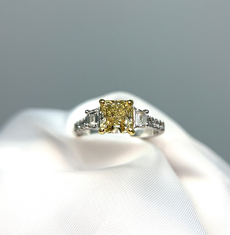 2.07ct Total Natural Fancy Yellow Diamond Ring