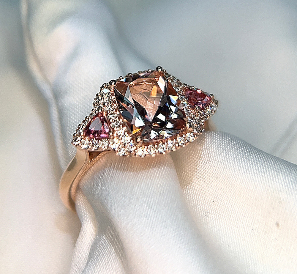 Morganite, Tourmaline and Diamond Dress Ring