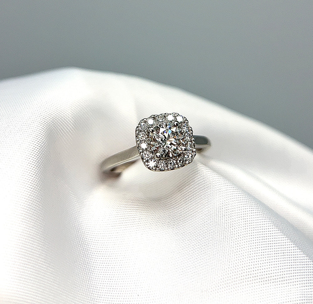 Platinum 1.16ct Total Cushion Cut Diamond Ring