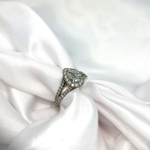Platinum Split Shank Pear Halo