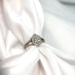 Platinum Split Shank Pear Halo