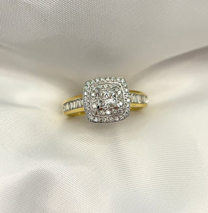 
            
                Load image into Gallery viewer, 1.025ct Total Princess Cut Double Halo Diamond Ring
            
        