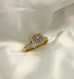 Champagne Cluster Diamond Halo Ring