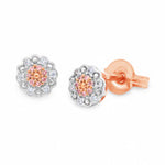 Argyle Pink & White Diamond Halo Stud Earrings
