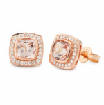 Morganite & Diamond Halo Studs