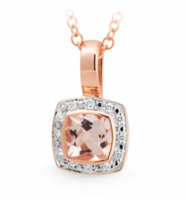 Morganite & Diamond Halo Pendant