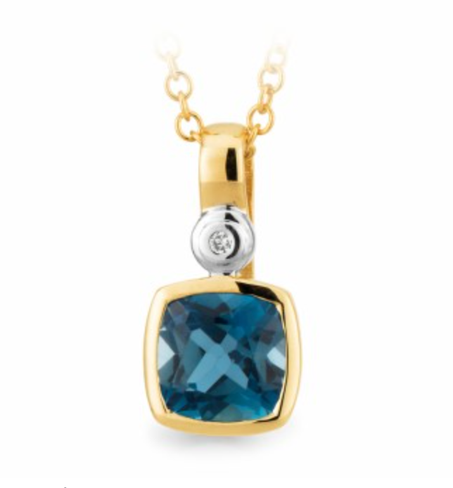 
            
                Load image into Gallery viewer, Blue Topaz and Diamond Drop Pendant
            
        