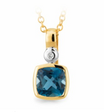 Blue Topaz and Diamond Drop Pendant