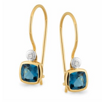 Blue Topaz & Diamond Drop Earrings